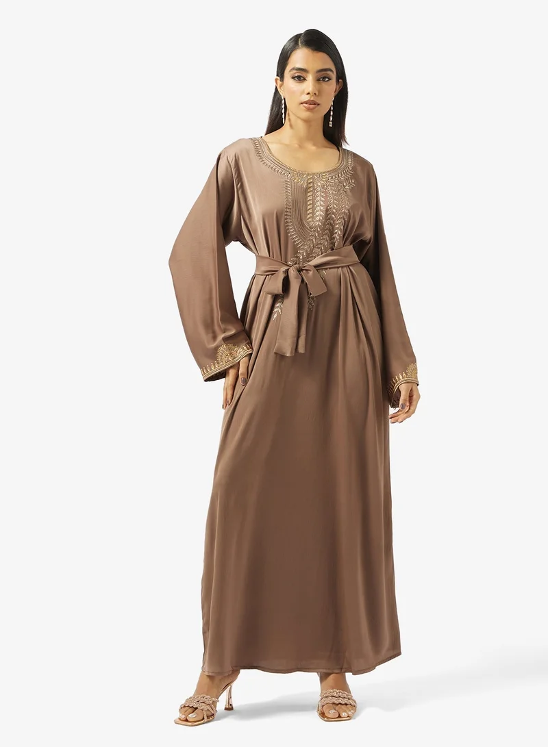 hayas closet  Embroidered Belted Jalabiya for Women | Best Price UAE